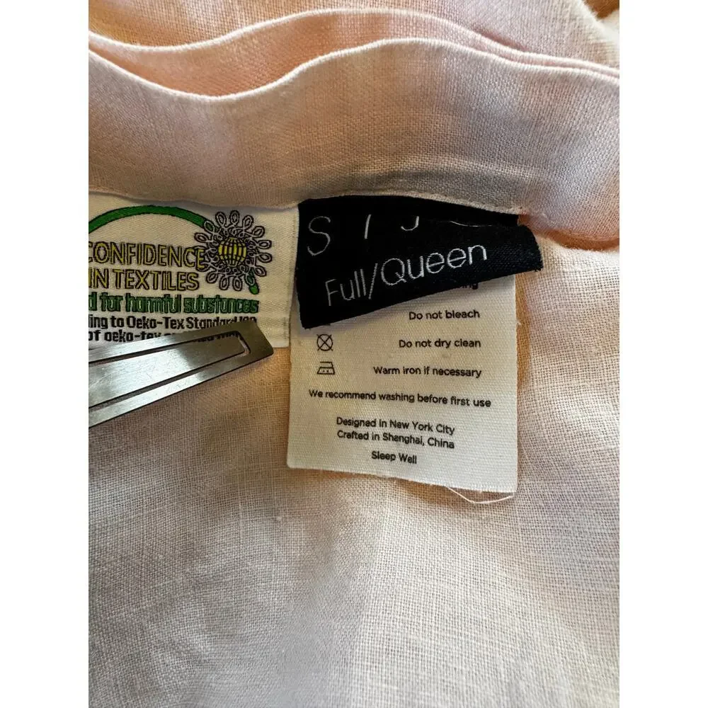 SIJO Home French Flax Linen Duvet Cover + 1 Sham Blush Pink Full/Queen Bedding